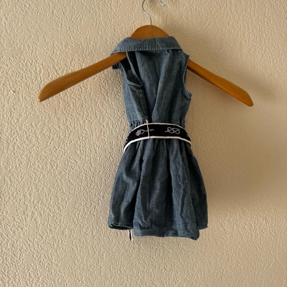 Ralph Lauren Girls Belted Denim Dress nautical